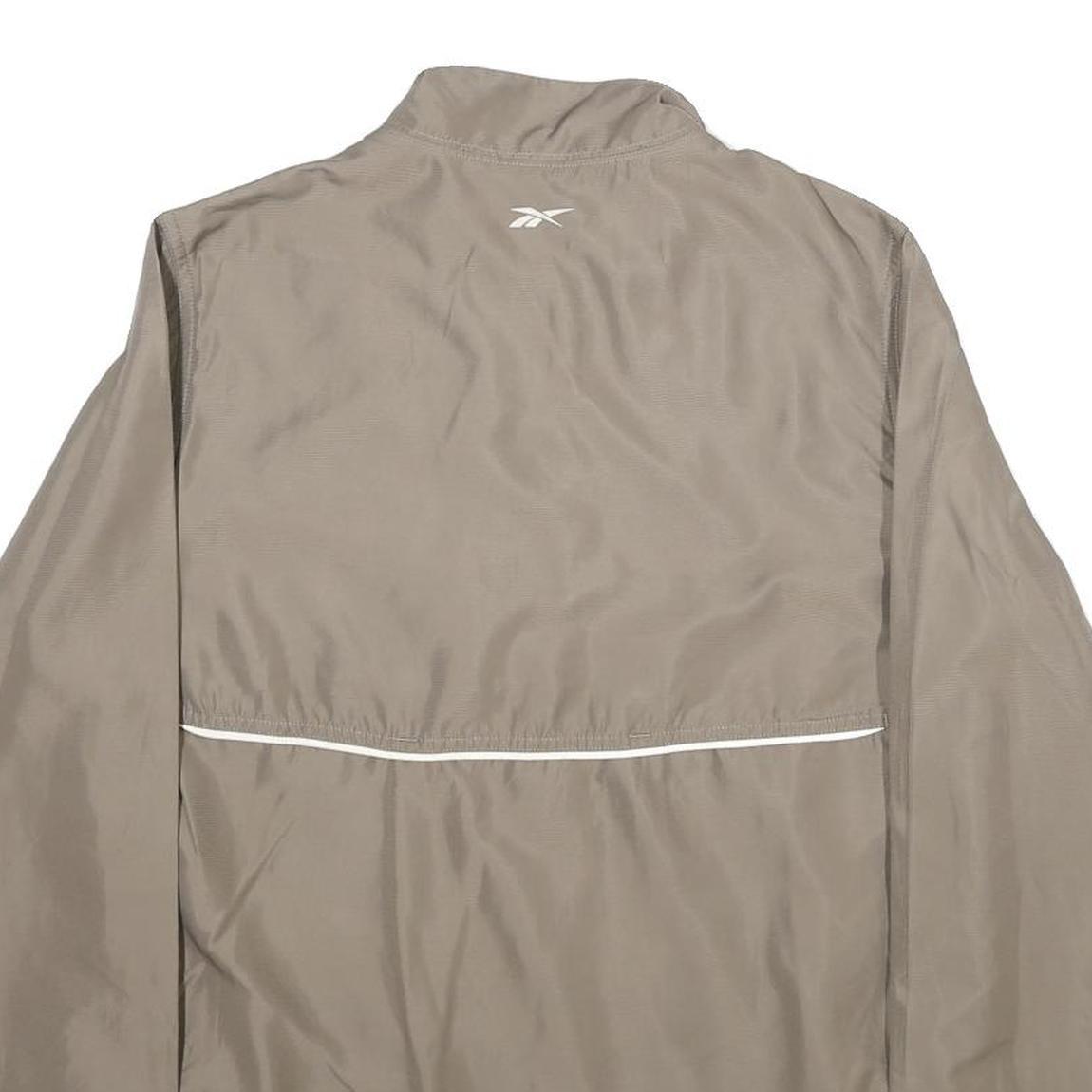 REEBOK Womens Beige Jacket UK 12 Polyester Zip Plain Lightweight Sportswear
