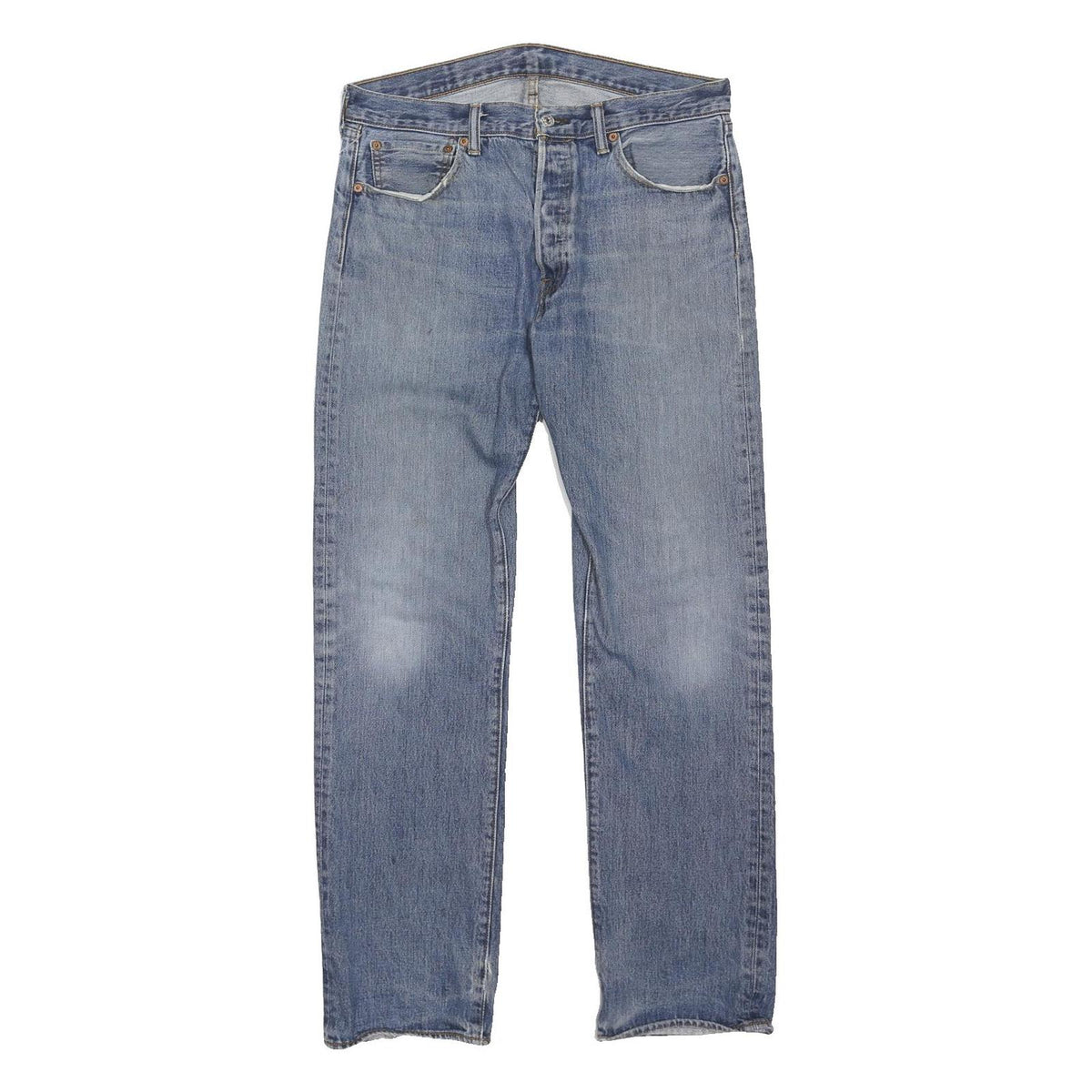 LEVI'S Mens Jeans Blue Regular Straight Denim Medium W34 L32 Button Cotton Blend
