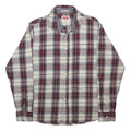 WRANGLER Mens Cream & Maroon Check Shirt L Casual Cotton Blend Long Sleeve