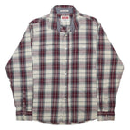 WRANGLER Mens Cream & Maroon Check Shirt L Casual Cotton Blend Long Sleeve
