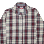WRANGLER Mens Cream & Maroon Check Shirt L Casual Cotton Blend Long Sleeve