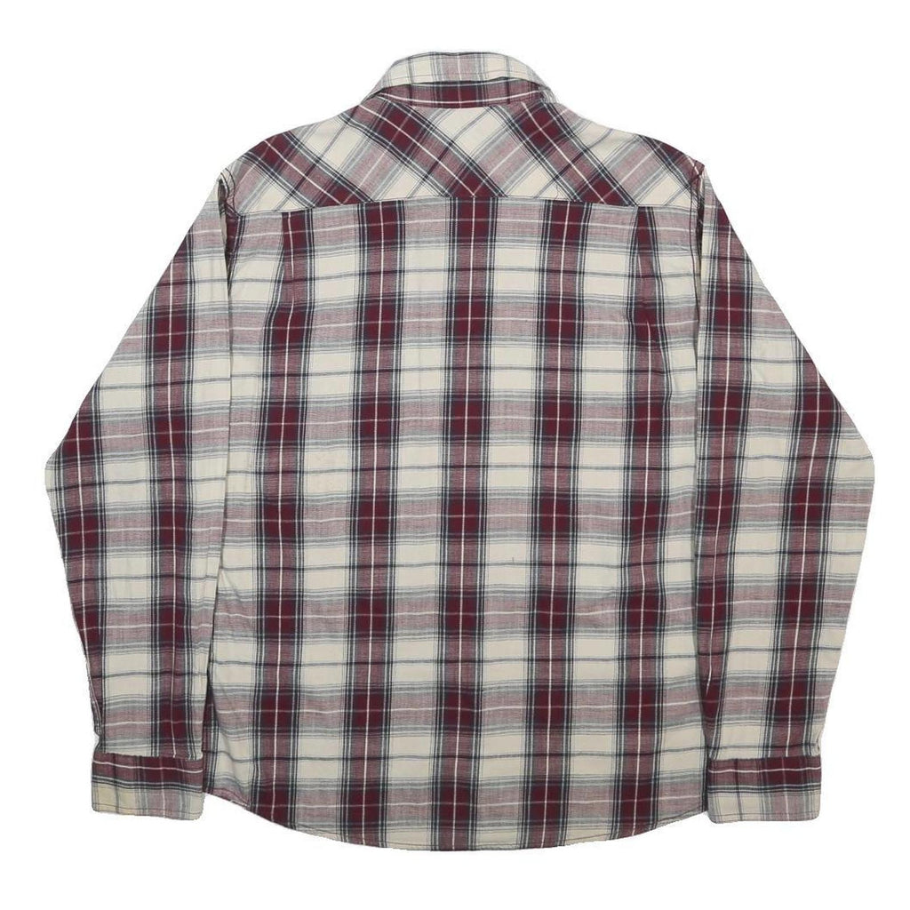 WRANGLER Mens Cream & Maroon Check Shirt L Casual Cotton Blend Long Sleeve