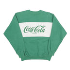 COCA COLA Mens Green & White Crew Neck S Sweatshirt Logo Cotton Blend Pullover