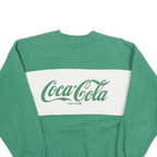 COCA COLA Mens Green & White Crew Neck S Sweatshirt Logo Cotton Blend Pullover