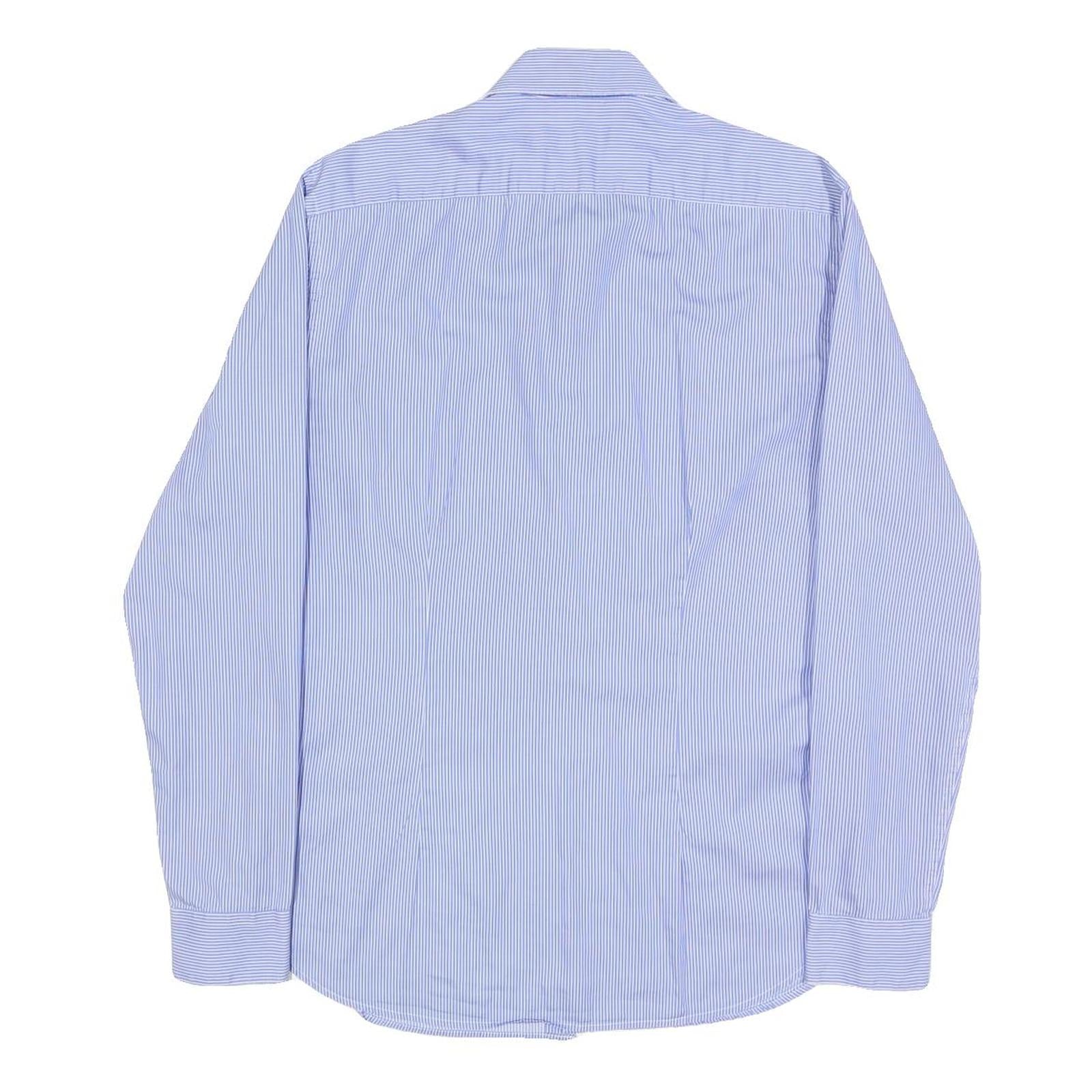 DKNY Mens Blue & White Pinstripe Shirt S Classic Cotton Blend Formal Button-Up