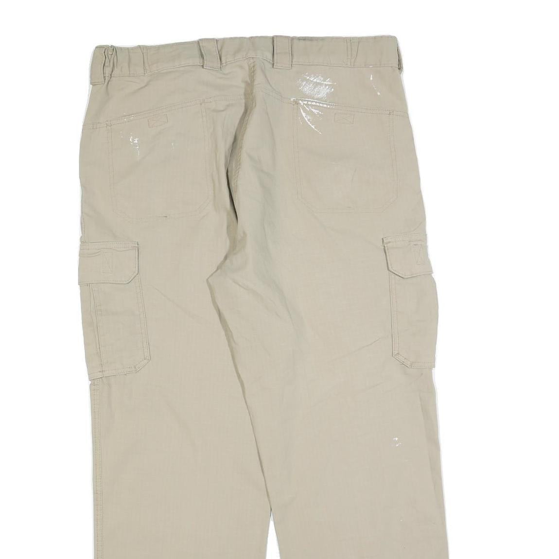 DICKIES Mens Relaxed Beige Workwear Cargo Trousers W38 L32 Durable Zip Closure