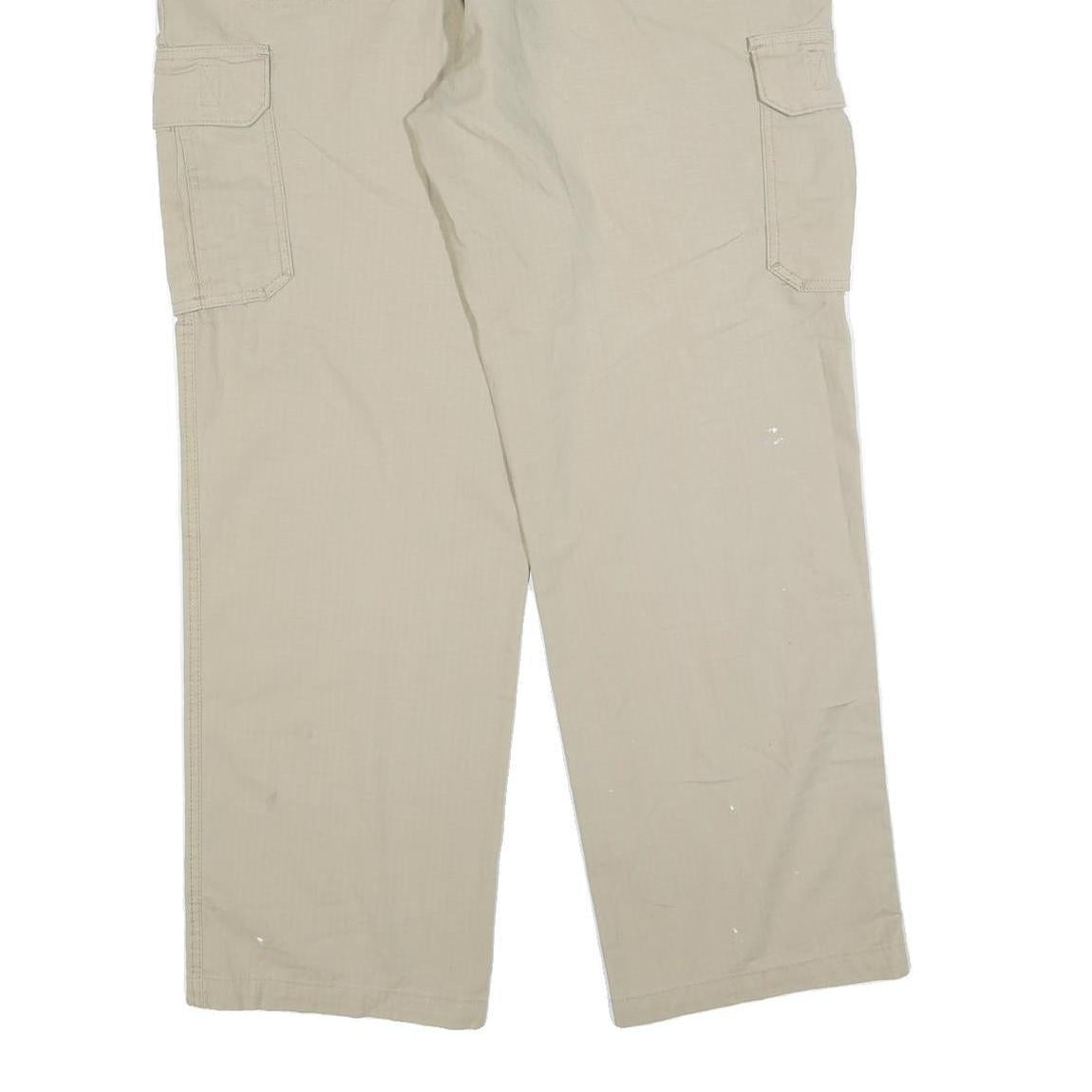 DICKIES Mens Relaxed Beige Workwear Cargo Trousers W38 L32 Durable Zip Closure