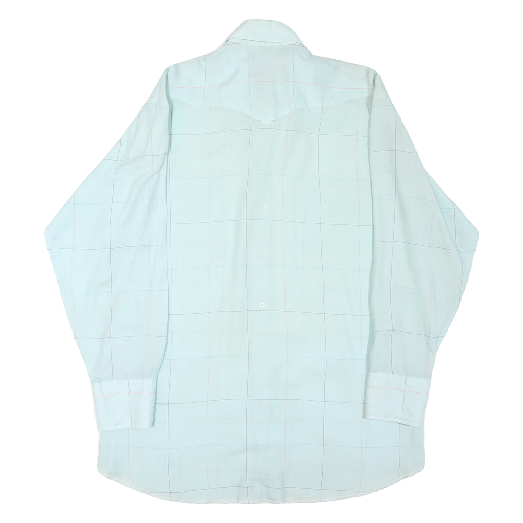 PANHANDLE Mens Light Blue & Cream Check Shirt M Western Slim Fit Button Pocket