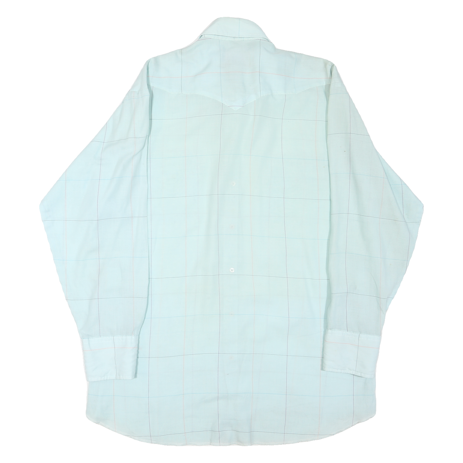 PANHANDLE Mens Light Blue & Cream Check Shirt M Western Slim Fit Button Pocket