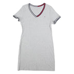 TOMMY HILFIGER Womens Grey Mini Dress Cotton Blend Plain Short Sleeve Size M
