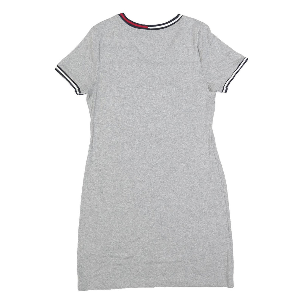 TOMMY HILFIGER Womens Grey Mini Dress Cotton Blend Plain Short Sleeve Size M