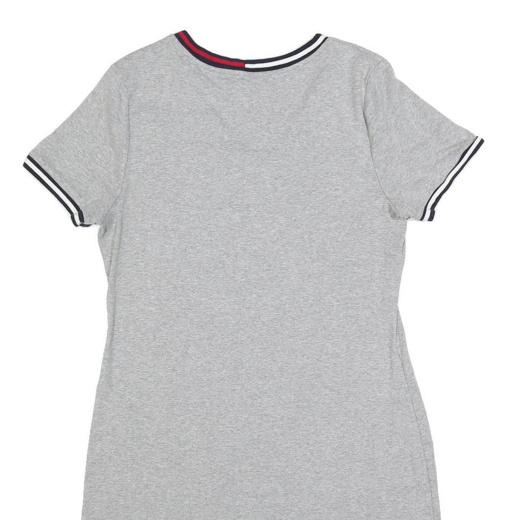 TOMMY HILFIGER Womens Grey Mini Dress Cotton Blend Plain Short Sleeve Size M