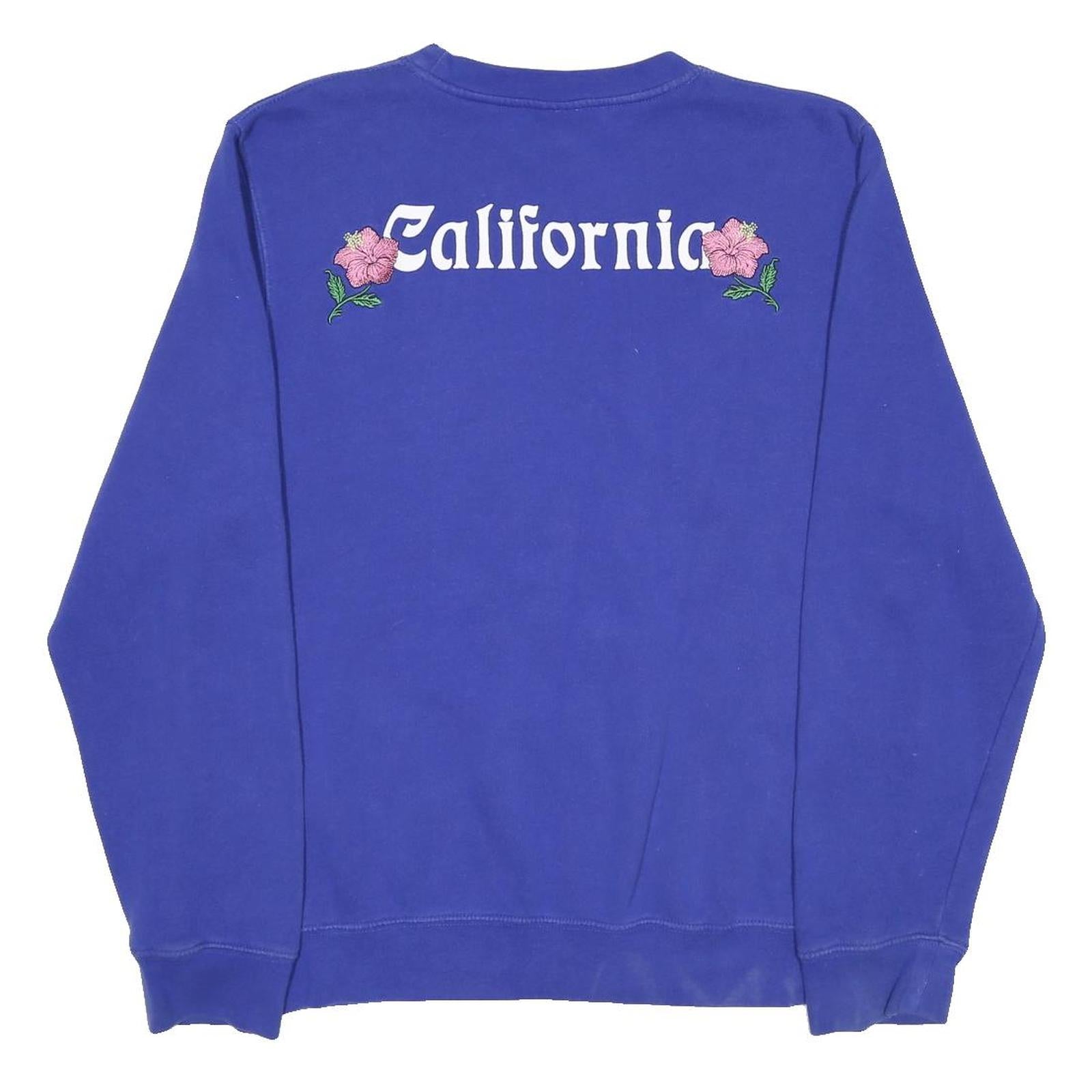 STUSSY Mens Blue Cotton Blend Sweatshirt California Floral Crew Neck M