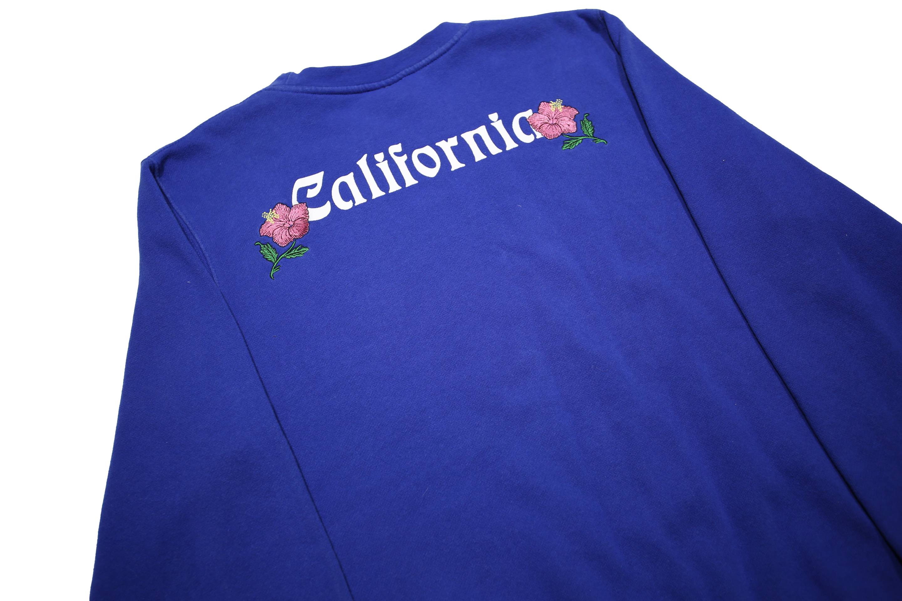 STUSSY Mens Blue Cotton Blend Sweatshirt California Floral Crew Neck M