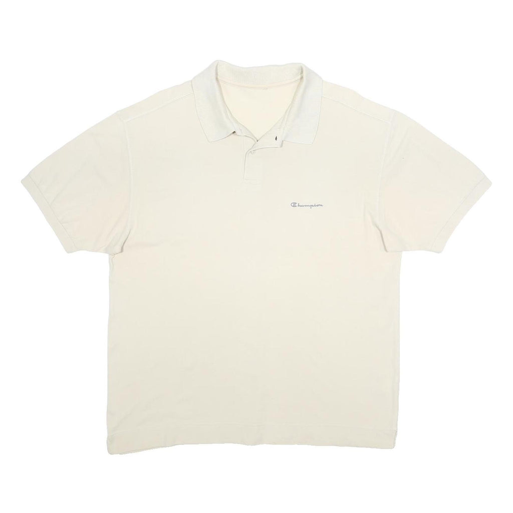 CHAMPION Womens White Polo Shirt XL Cotton Short Sleeve Basic Logo Embroidered