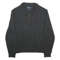 POLO RALPH LAUREN Mens Charcoal Grey Cotton Plain Quarter Zip Pullover Jumper XL
