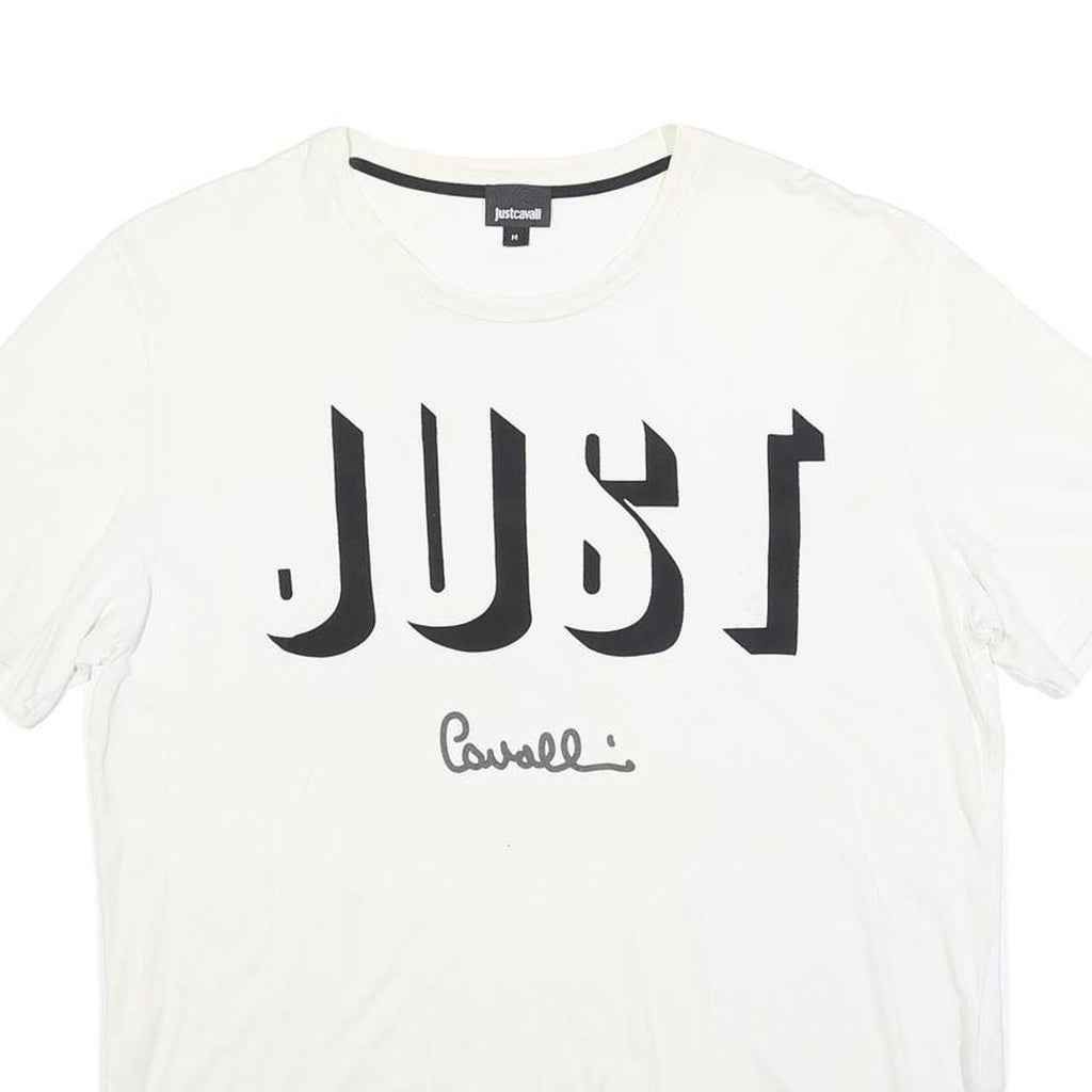 JUST CAVALLI Mens White Graphic Logo Short Sleeve Crew Neck T-Shirt M