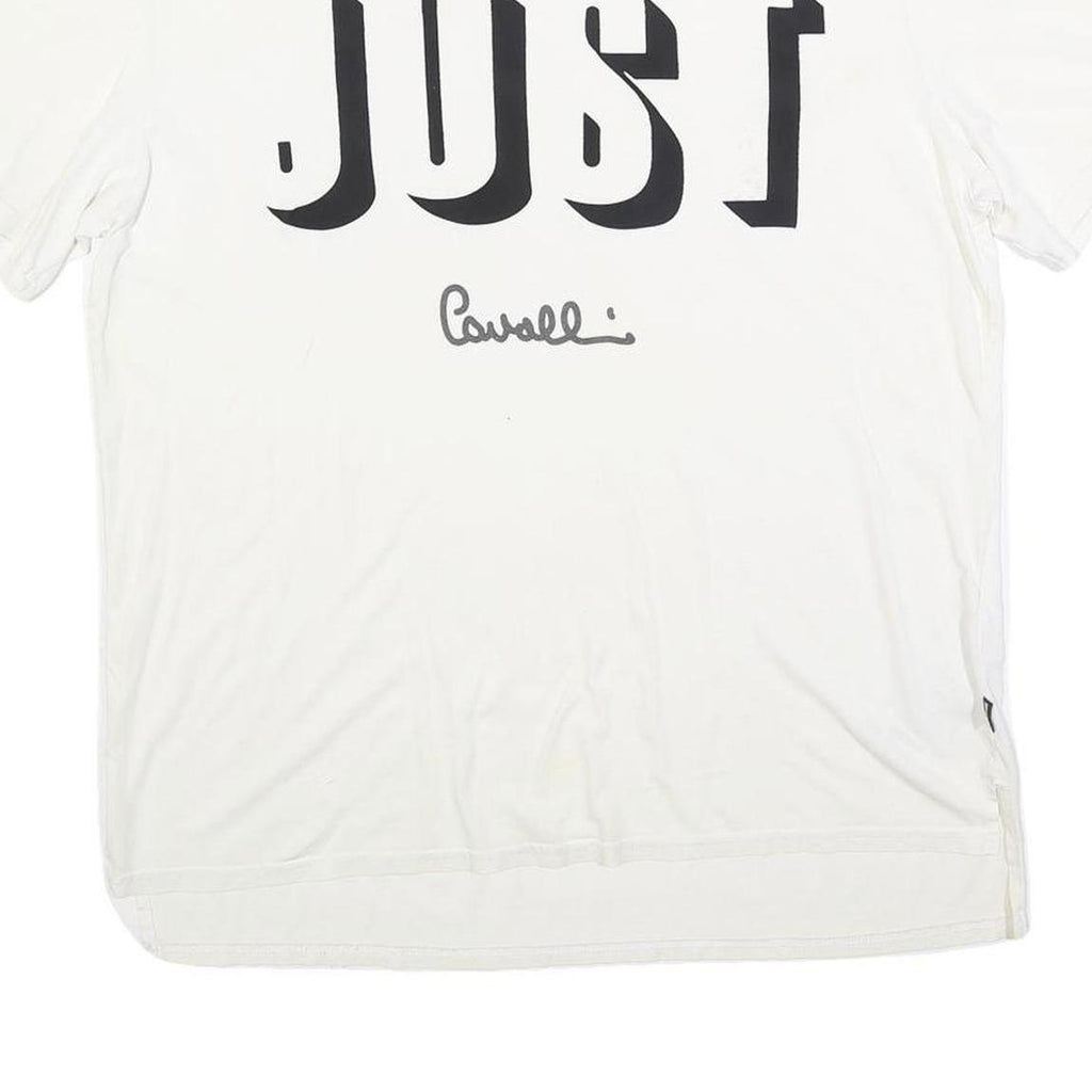 JUST CAVALLI Mens White Graphic Logo Short Sleeve Crew Neck T-Shirt M