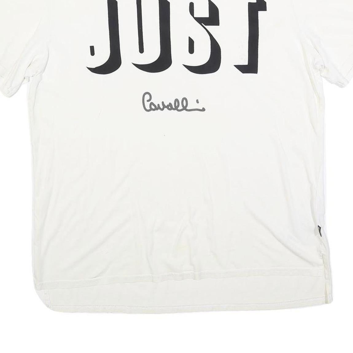 JUST CAVALLI Mens White Graphic Logo Short Sleeve Crew Neck T-Shirt M