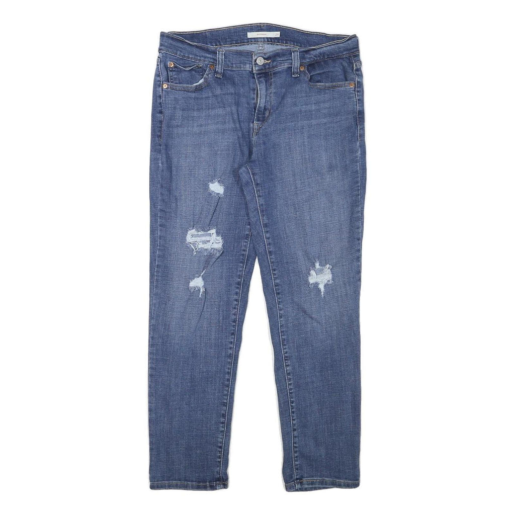 LEVI'S Womens Slim Blue Denim Light W31 L26 Distressed Cotton Blend Zip Jeans