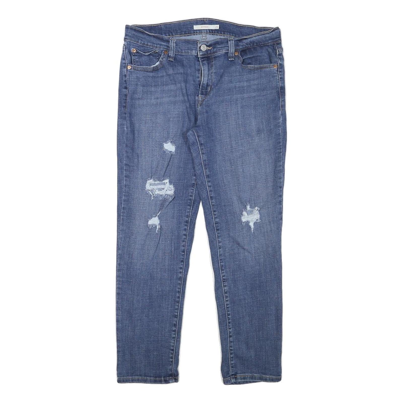 LEVI'S Womens Slim Blue Denim Light W31 L26 Distressed Cotton Blend Zip Jeans