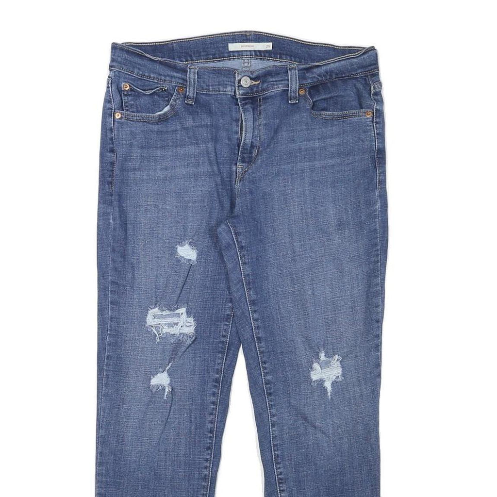 LEVI'S Womens Slim Blue Denim Light W31 L26 Distressed Cotton Blend Zip Jeans