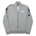 PUMA Mens Grey & Black Logo Tape Zip Jacket M Cotton Blend Casual Sport