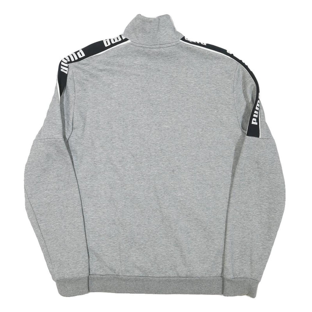 PUMA Mens Grey & Black Logo Tape Zip Jacket M Cotton Blend Casual Sport
