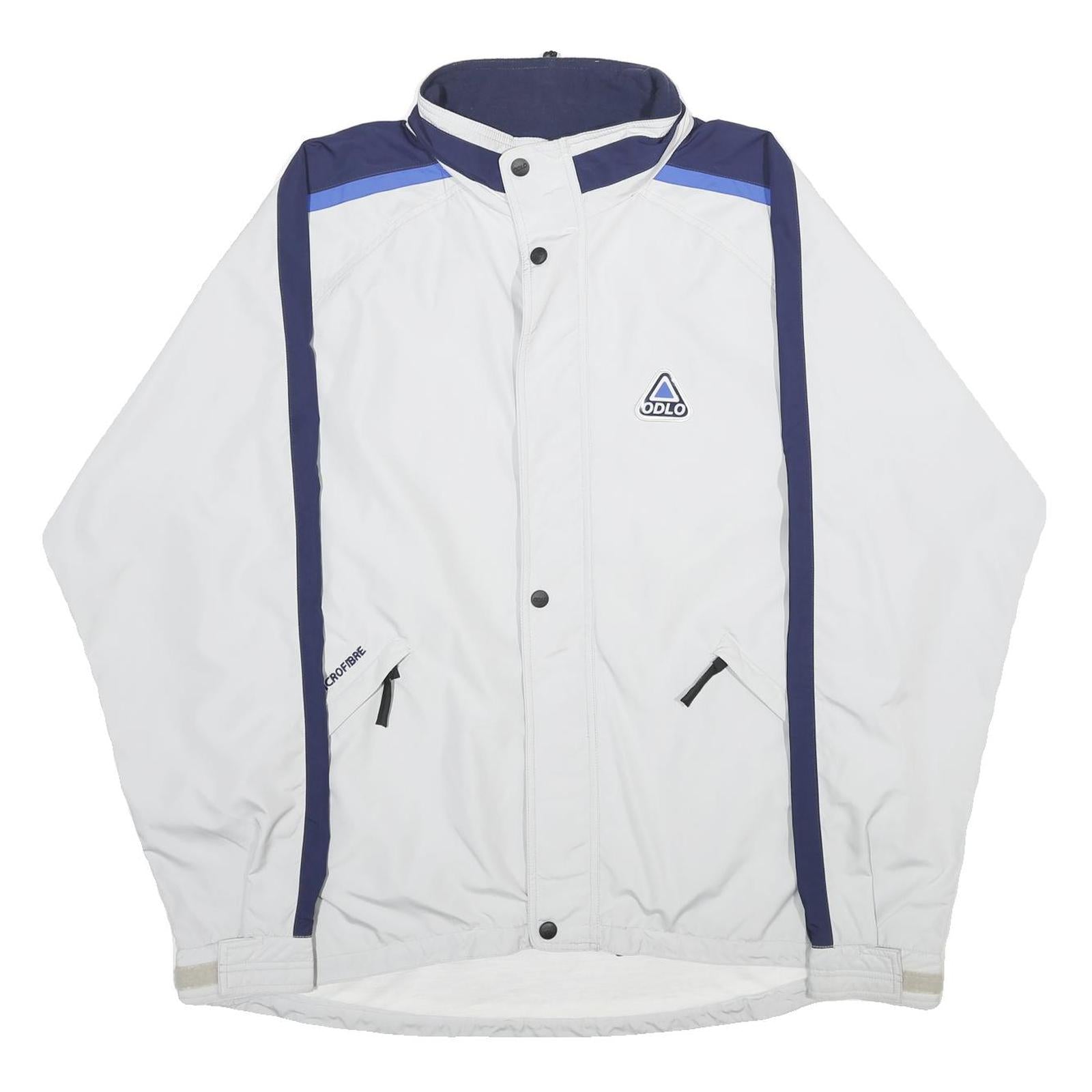 ODLO Mens White & Navy Sports Zip Polyester XL Jacket Outdoor Activewear