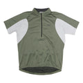 IXS Mens Green & White Cycling T-Shirt 2XL Short Sleeve 1/4 Zip Sport Jersey