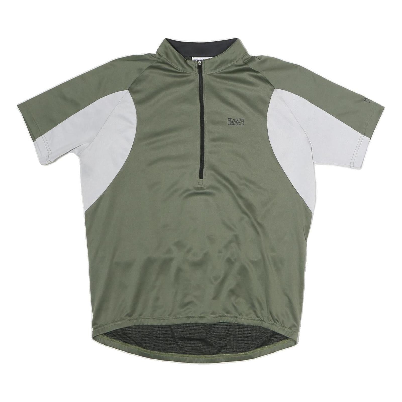 IXS Mens Green & White Cycling T-Shirt 2XL Short Sleeve 1/4 Zip Sport Jersey