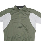 IXS Mens Green & White Cycling T-Shirt 2XL Short Sleeve 1/4 Zip Sport Jersey