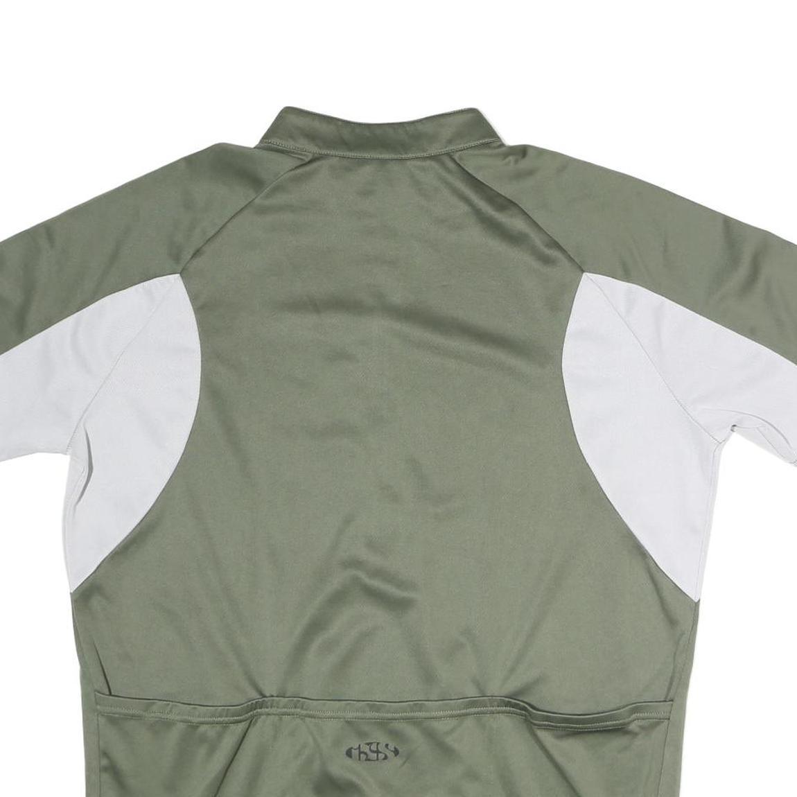 IXS Mens Green & White Cycling T-Shirt 2XL Short Sleeve 1/4 Zip Sport Jersey