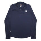 THE NORTH FACE Womens Navy Blue Quarter Zip M Sweater Logo Activewear