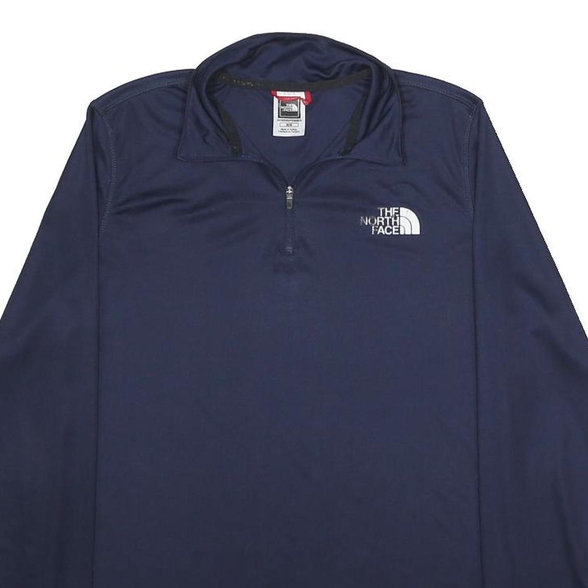 THE NORTH FACE Womens Navy Blue Quarter Zip M Sweater Logo Activewear