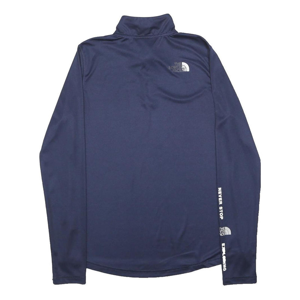 THE NORTH FACE Womens Navy Blue Quarter Zip M Sweater Logo Activewear
