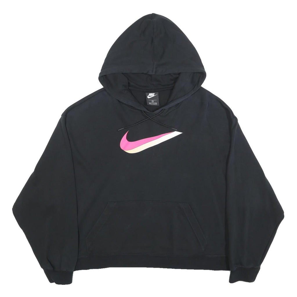 NIKE Womens Black Hoodie XL Cotton Blend Pullover Cropped Style