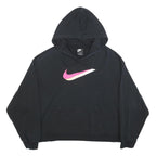 NIKE Womens Black Hoodie XL Cotton Blend Pullover Cropped Style