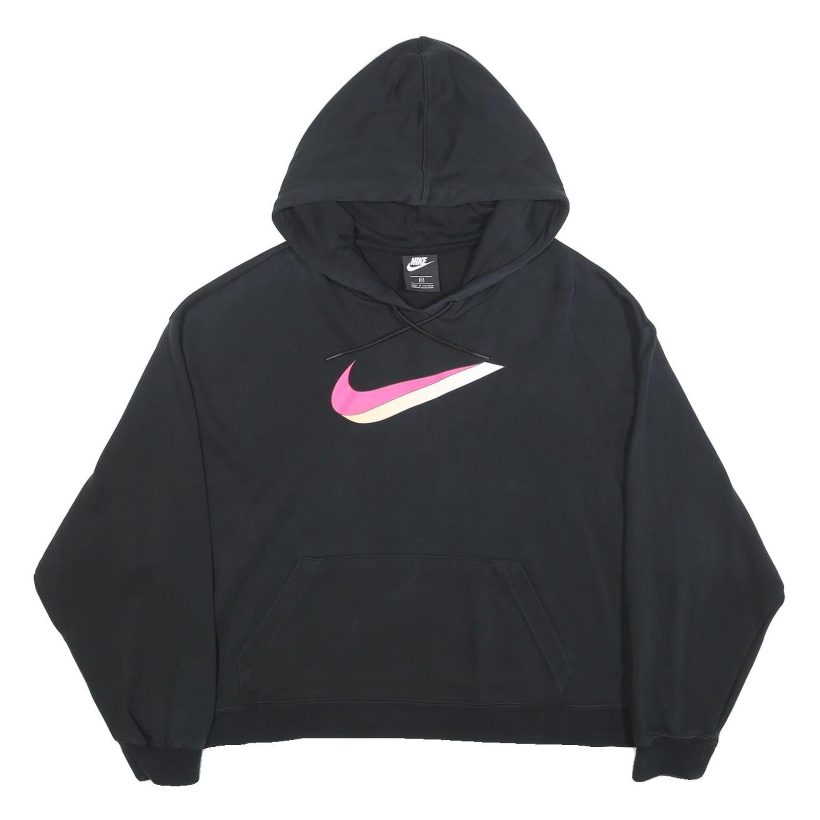 NIKE Womens Black Hoodie XL Cotton Blend Pullover Cropped Style