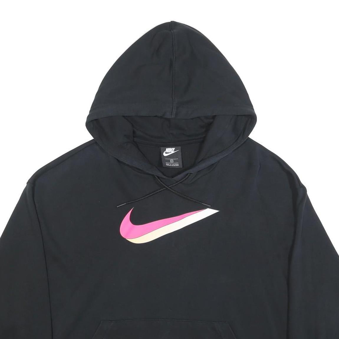 NIKE Womens Black Hoodie XL Cotton Blend Pullover Cropped Style