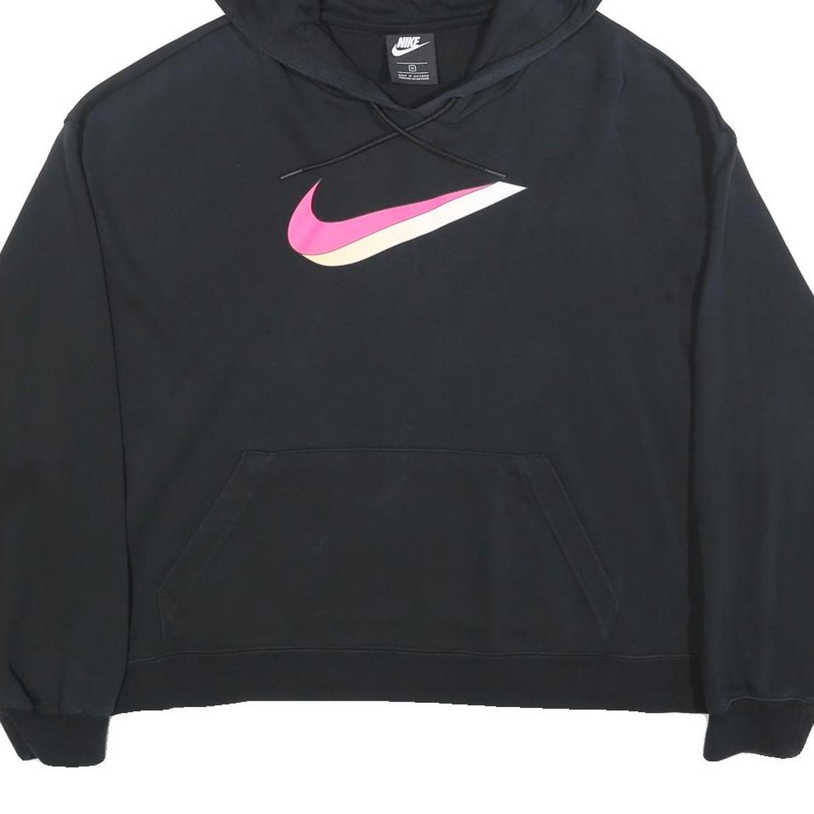 NIKE Womens Black Hoodie XL Cotton Blend Pullover Cropped Style