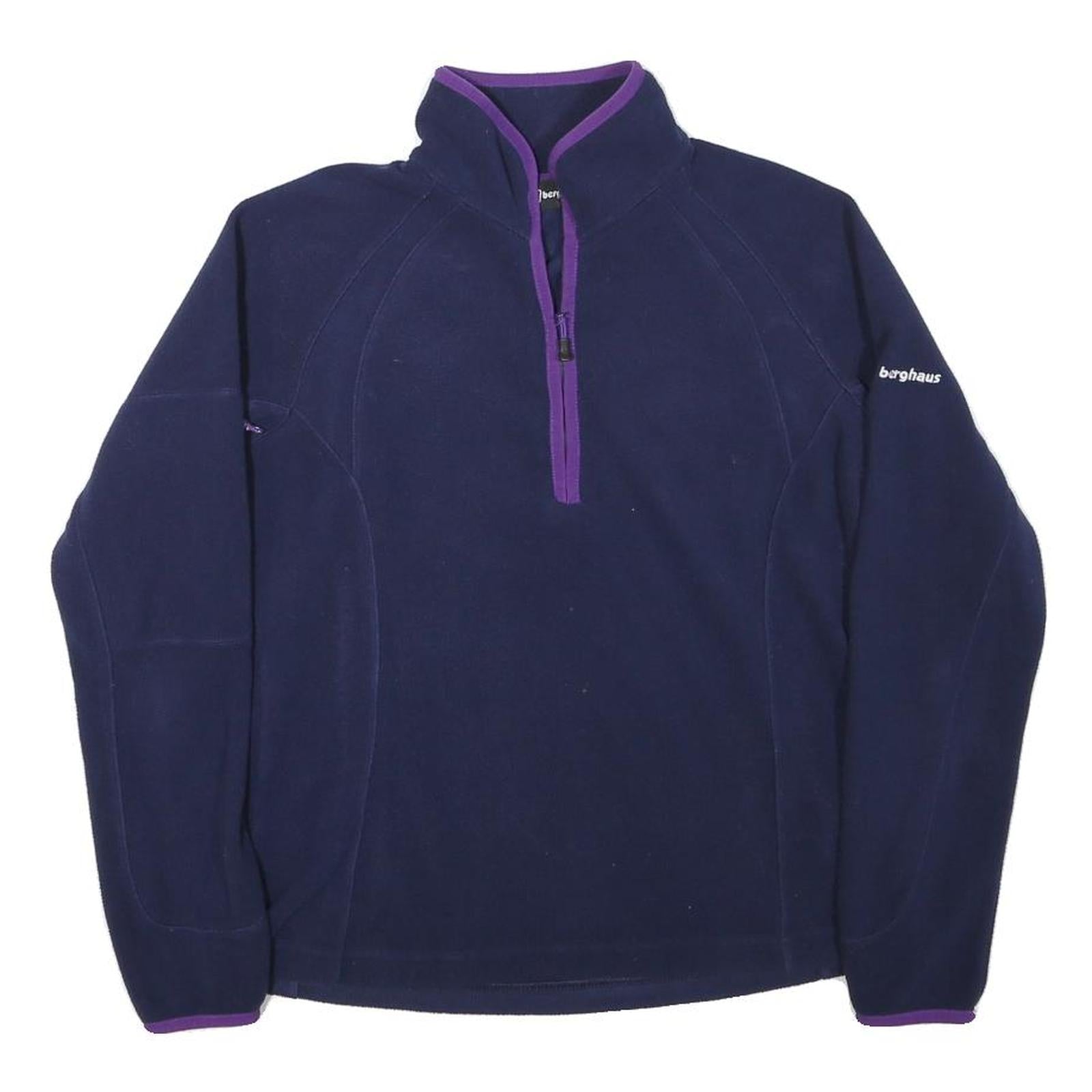 BERGHAUS Womens Navy Blue Polyester Blend Plain 1/4 Zip Jumper UK 12 Outdoor