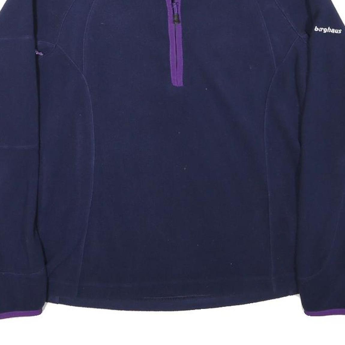 BERGHAUS Womens Navy Blue Polyester Blend Plain 1/4 Zip Jumper UK 12 Outdoor