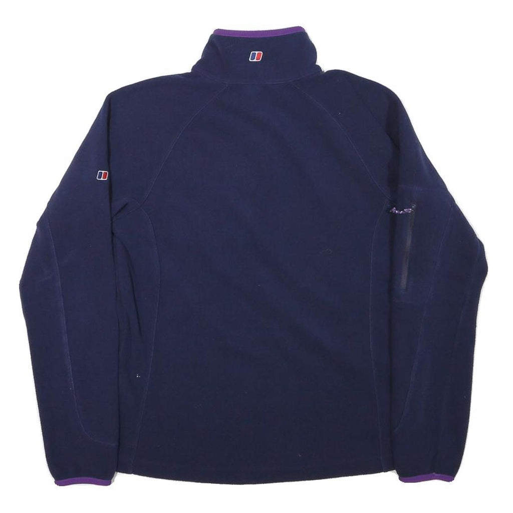 BERGHAUS Womens Navy Blue Polyester Blend Plain 1/4 Zip Jumper UK 12 Outdoor