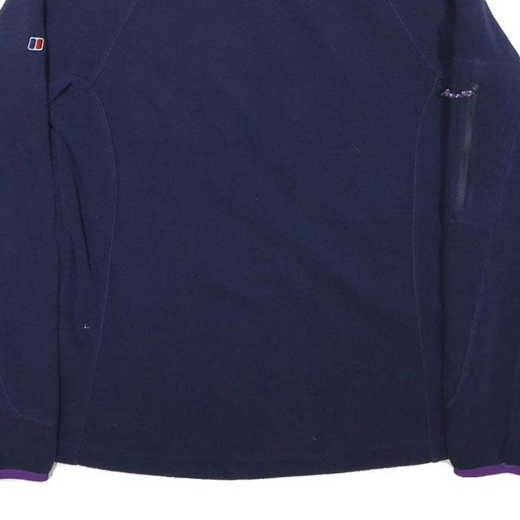 BERGHAUS Womens Navy Blue Polyester Blend Plain 1/4 Zip Jumper UK 12 Outdoor