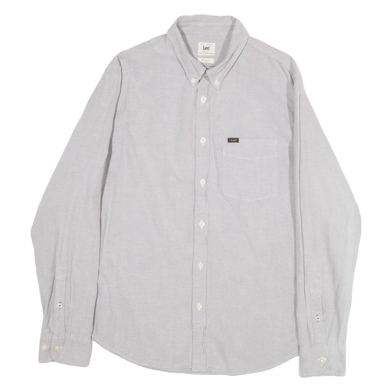LEE Regular Fit Mens Plain Shirt Grey Long Sleeve L