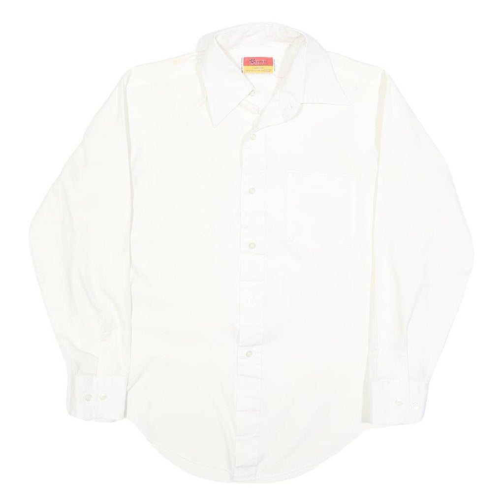 BAYMART Mens White Plain Shirt M Casual Button Down Cotton Blend Classic