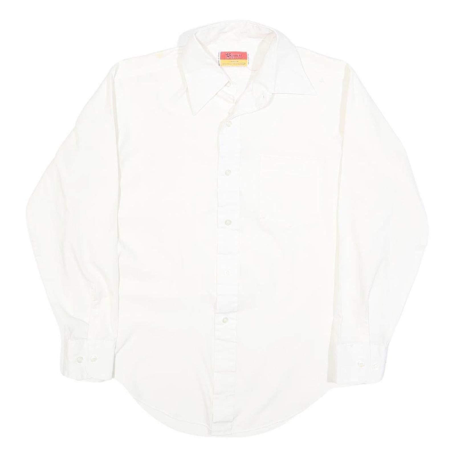 BAYMART Mens White Plain Shirt M Casual Button Down Cotton Blend Classic