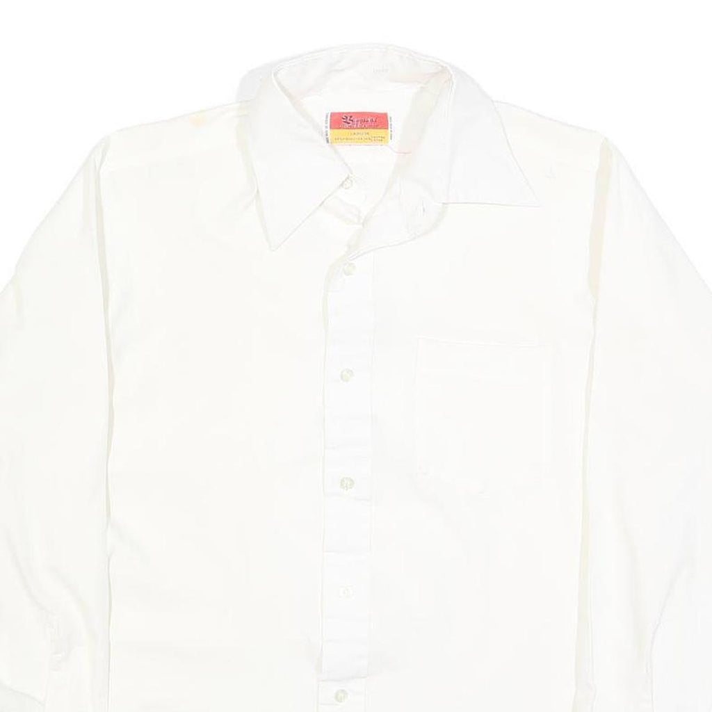 BAYMART Mens White Plain Shirt M Casual Button Down Cotton Blend Classic