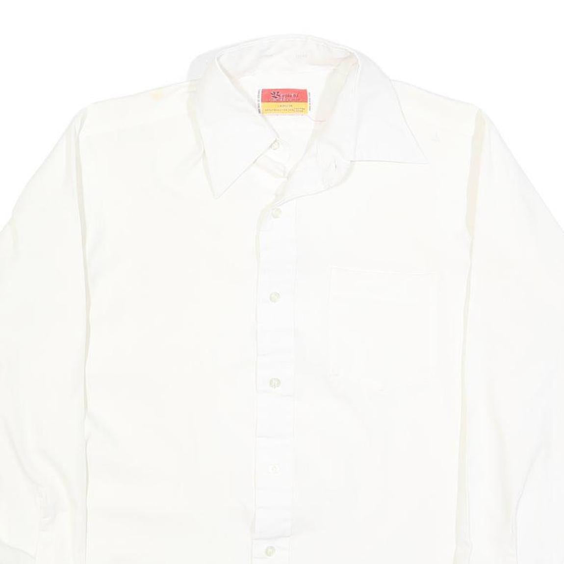 BAYMART Mens White Plain Shirt M Casual Button Down Cotton Blend Classic